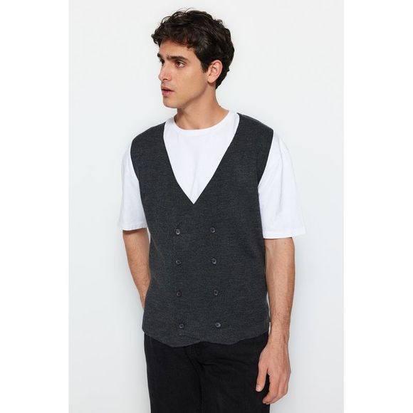 NWT Trendyol Men Slim fit Cache-coeur Knitwear Vest - Picture 1 of 13